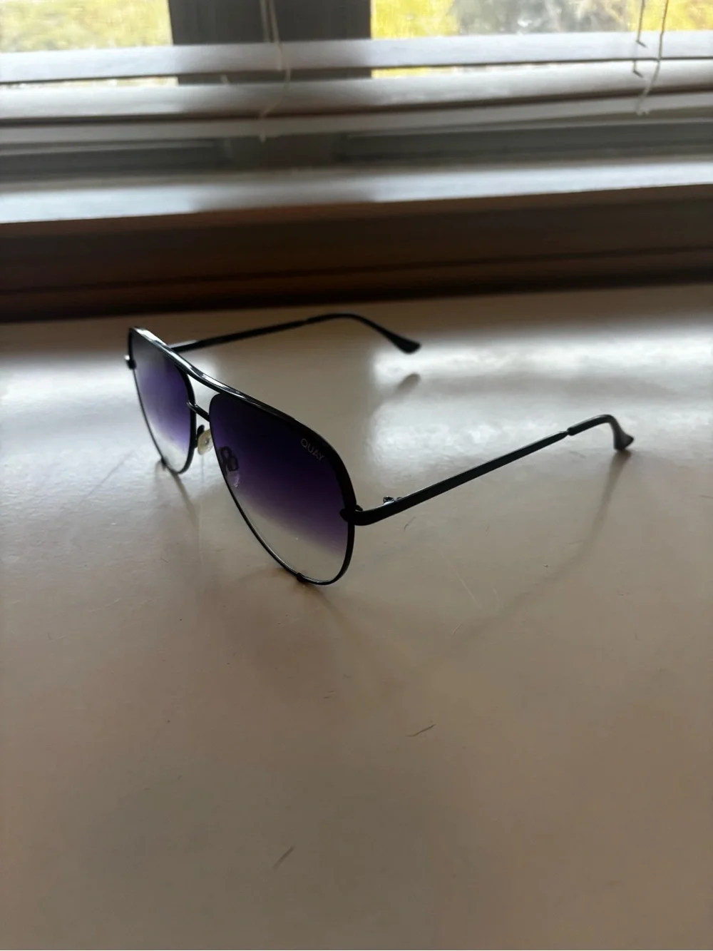 Quay Australia Aviator Sunglasses — Gradient Purple Lenses